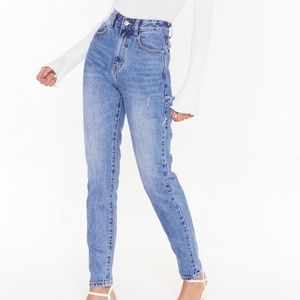 Nasty Gal Keep Slit Quick High Waisted Mom Jeans